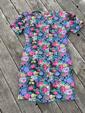 Timely Trends multi floral button front 90s mini dress